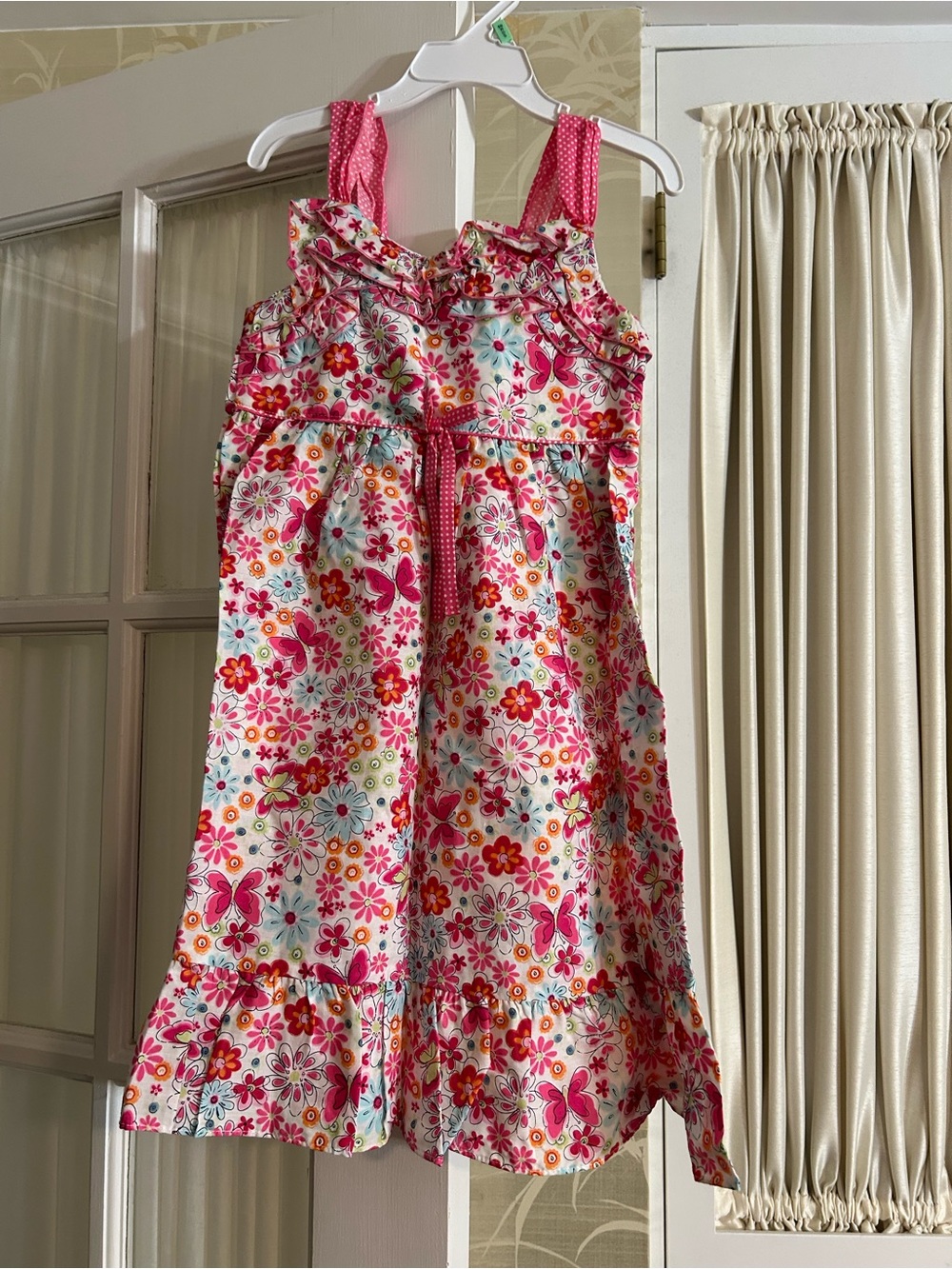 NWT - Little Girls Ruffle Trimmed Sleeveless Cotton Dress